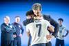 Tane Siah (Bukayo Saka) and Gwilym Lee (Gareth Southgate) in Dear England at the National Theatre