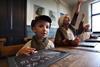 Children dressed as Victorians in a school lesson