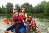 Students during a raft building experience