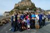 School group at Mont St Michel in Normandy