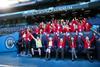School children in the dugout of Manchester City's Etihad Stadium