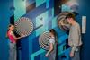 Kids interact with illusion displays