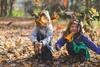 Children playing in leaves