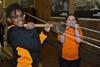 Pupils taking part in a ropery activity at the Historic Dockyard, Chatham