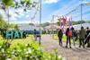 Young people head into the Hay Festival site