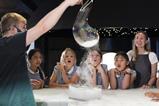 KS2 group watching a live experiment at the Chemistry Bar in Wonderlab, Science Museum.