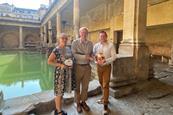 The education team at The Roman Baths with their School Travel Awards trophy and certificate for the Best Venue for History Learning Award