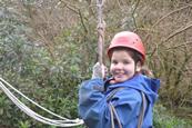 Pupil Ruby Edwards on the zip wire