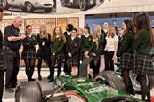Group of school pupils on a tour of British Motor Museum