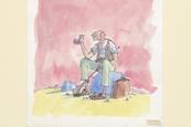 Cover artwork for 'The BFG' (Jonathan Cape%2C 1982) Copyright Quentin Blake