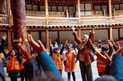 School children having a workshop at Shakespeare's Globe