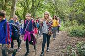 Children exploring the woods