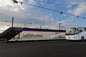 A coach next to a LeShuttle train