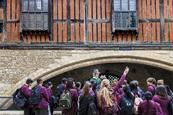 School group with a guide at Tower of London