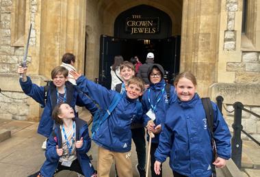 Southill Primary School pupils outside the Tower of London.