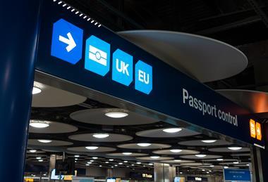 Passport control at airport
