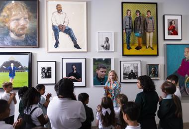 A group of students visit the National Portrait Gallery in London