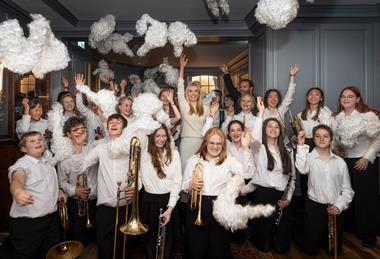 Pupils with Katherine Jenkins on a session at Handel Hendrix House