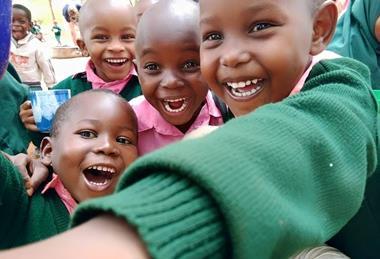 A group of happy children in Kenya