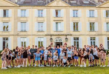 Students outside Travelbound's Château du Molay in Normandy