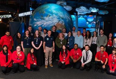 Tim Peake meets staff at the National Space Centre