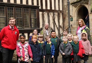 School children visiting Hever Castle in Kent