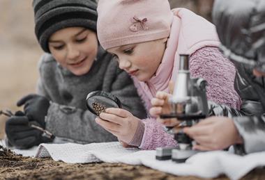 Kids learning outside in nature