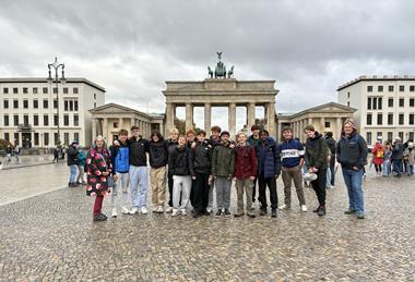 Langton Grammar School in front of the Brandeburg Gate
