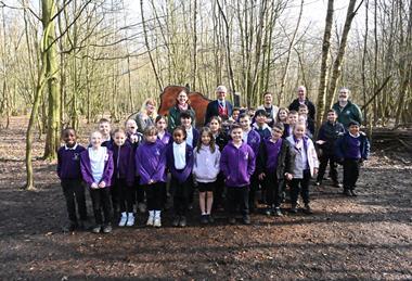 The High Sheriff of Hertfordshire pictured with pupils from High Leigh Primary School.