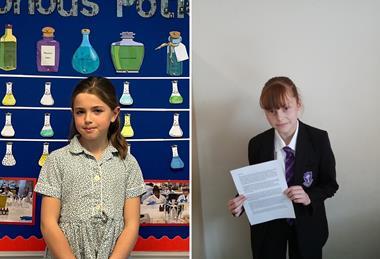 Wicked Writing Competition winners Lucia (left) and Megan (right).