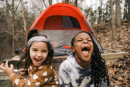 Kids outside camping