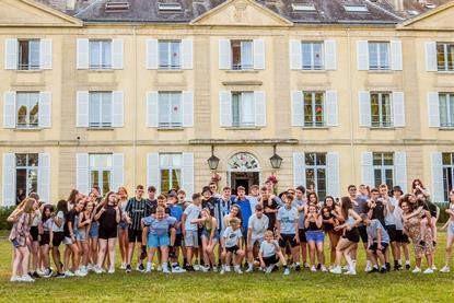 Students outside Travelbound's Château du Molay in Normandy