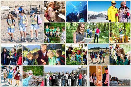 School trip stock images collage