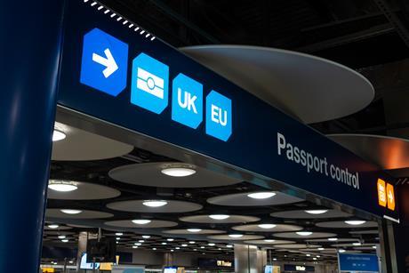 Passport control at airport