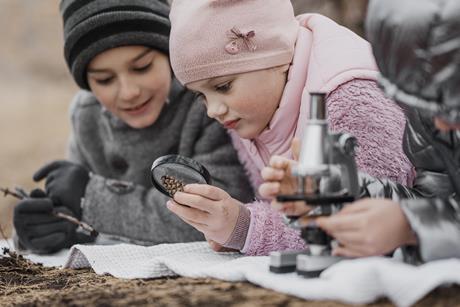 Kids learning outside in nature