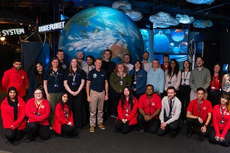 Tim Peake meets staff at the National Space Centre