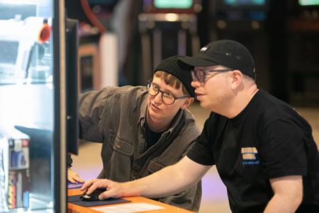 Students work on a computer at the National Videogame Museum