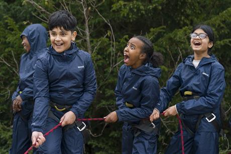 Students wearing Regatta Great Outdoors kit as part of partnership with PGL.