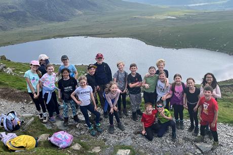 Abbeymead Primary School students climbing Snowdon