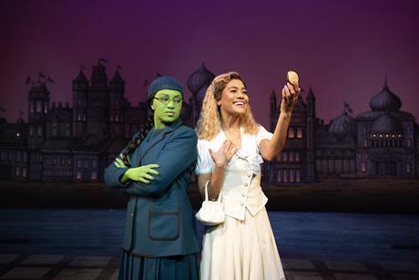 Elphaba and Glinda in Wicked the musical