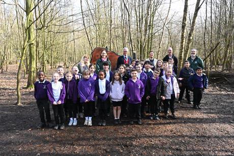 The High Sheriff of Hertfordshire pictured with pupils from High Leigh Primary School.