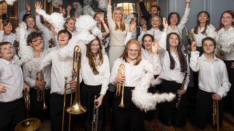 Pupils with Katherine Jenkins on a session at Handel Hendrix House