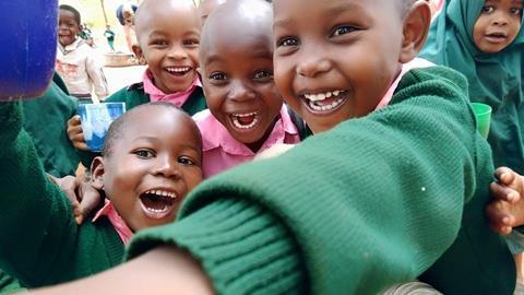 A group of happy children in Kenya