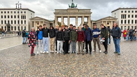 Langton Grammar School in front of the Brandeburg Gate