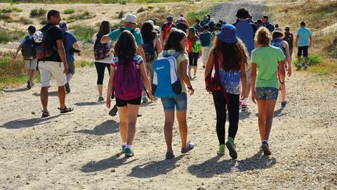 A group of students explore parts of Israel on a school trip