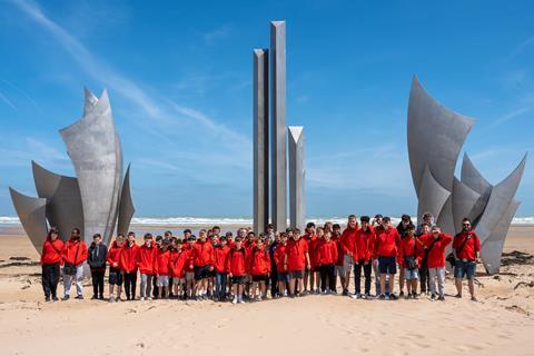Royal Liberty School students visiting Omaha Beach in France.