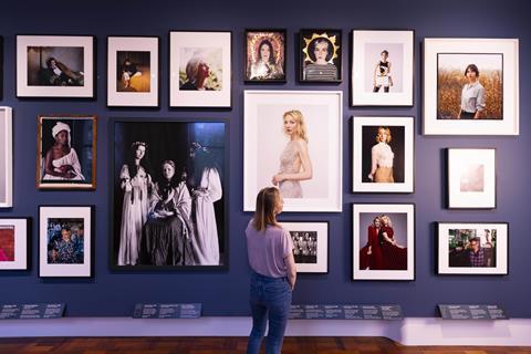A woman looks at the Contemporary Collection in The Mary Weston Gallery in The Weston Wing at the National Portrait Gallery, London.