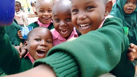 A group of happy children in Kenya