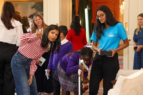 Badgerbrook Primary School pupils taking part in a Lessons at 10 session with Mrs Murty at Number 10 Downing Street with the National Space Centre