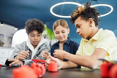 Children at a robotics workshop